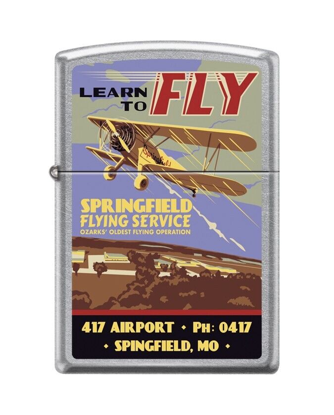 Zippo lighter Vintage aircraft pilot school 417 Springfield MO mint in box 2023