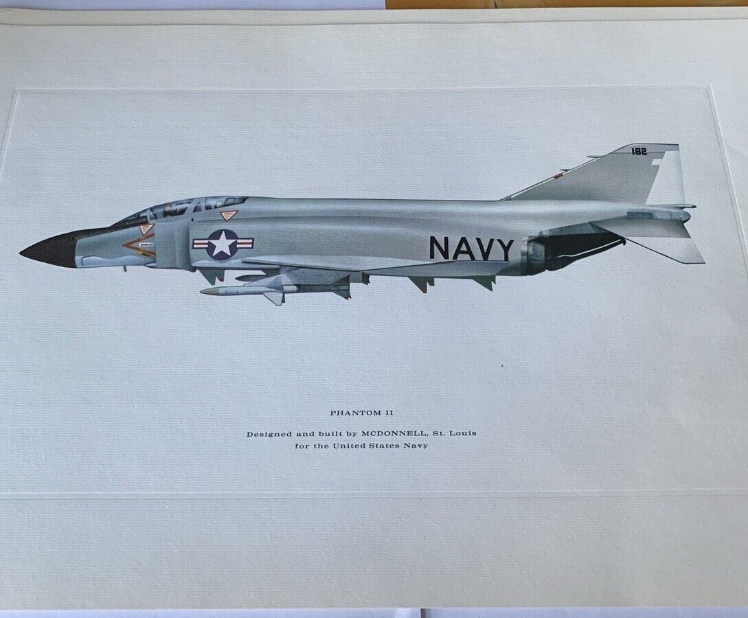 Vtg. McDonnell Douglas Aircraft Aviation Print - USN PHANTOM II  11x17