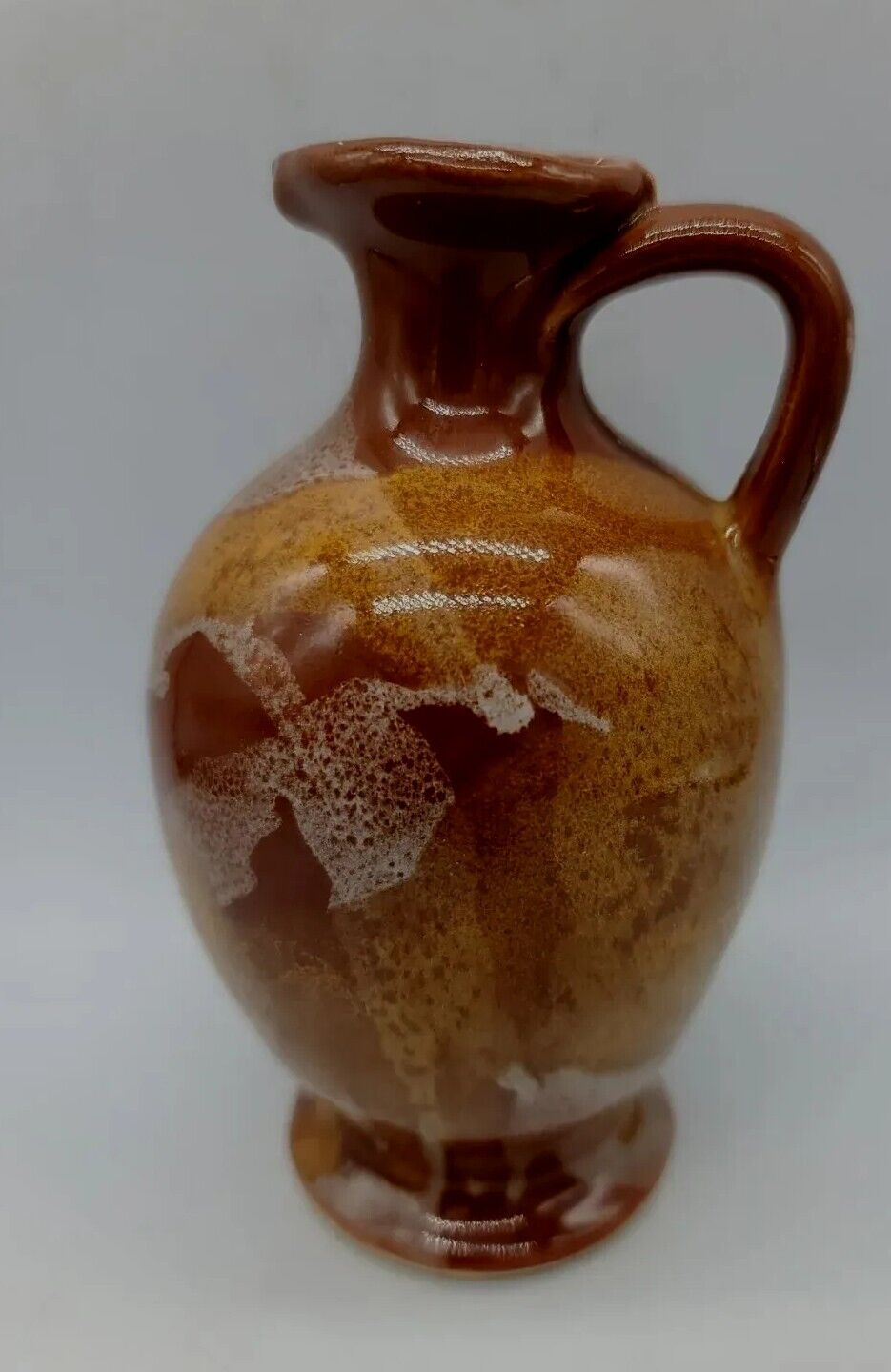 Vintage  Vase  Jug Art Pottery Small Brown Glazed  Earthen Swirl 5\