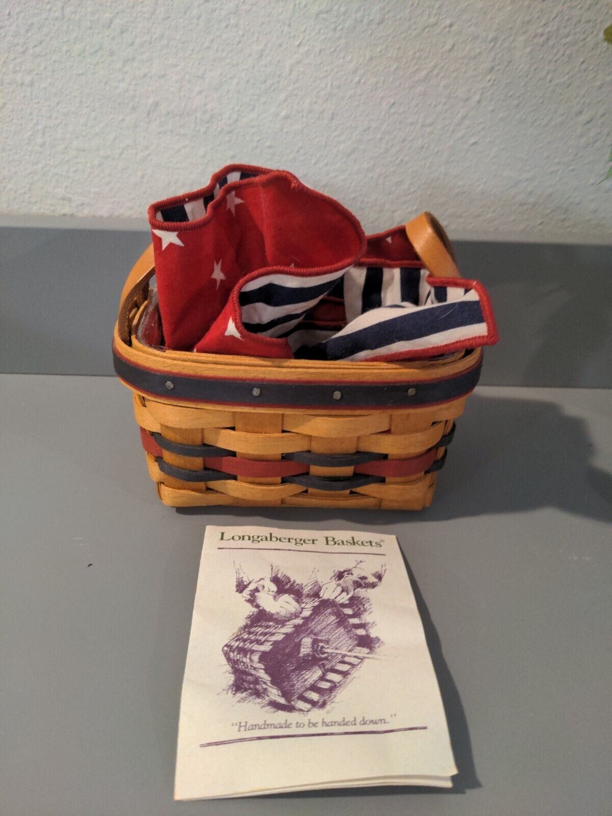 1993 Longaberger All Star Trio Basket Combo Stars & Stripes Liner and Protector