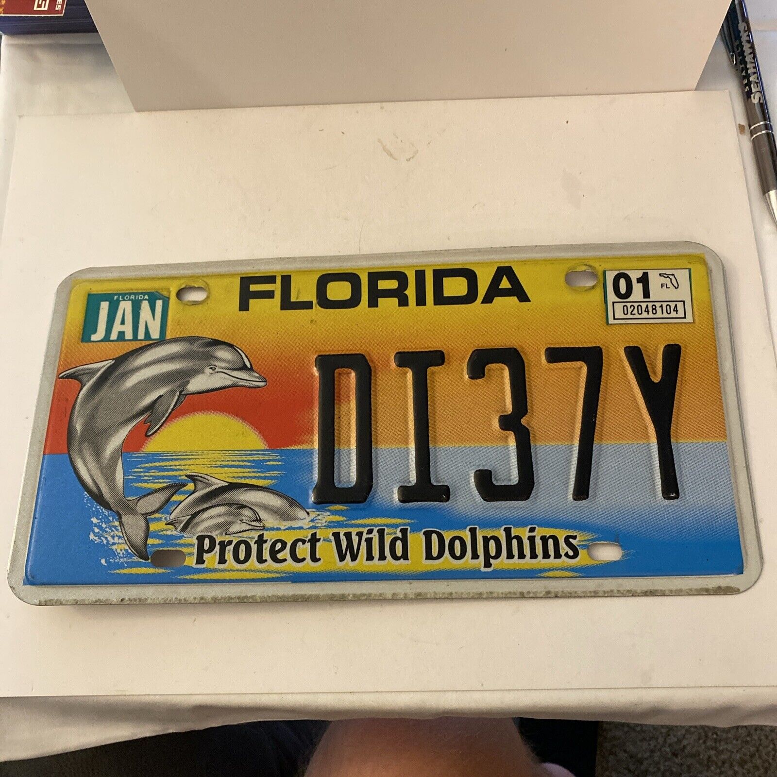 FLORIDA PROTECT WILD DOLPHINS LICENSE PLATE exp.2001
