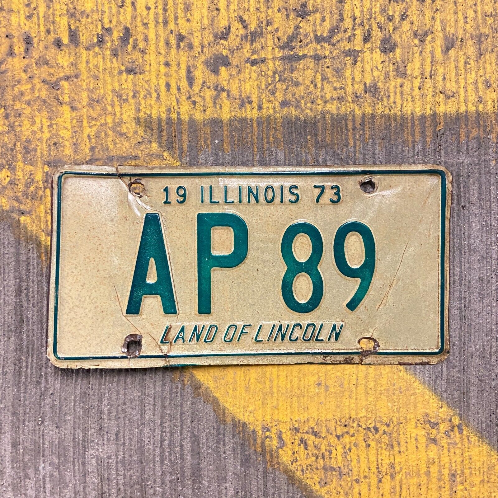 1973 Illinois License Plate AP 89 Garage Decor Auto Car Show Initials Name 1989
