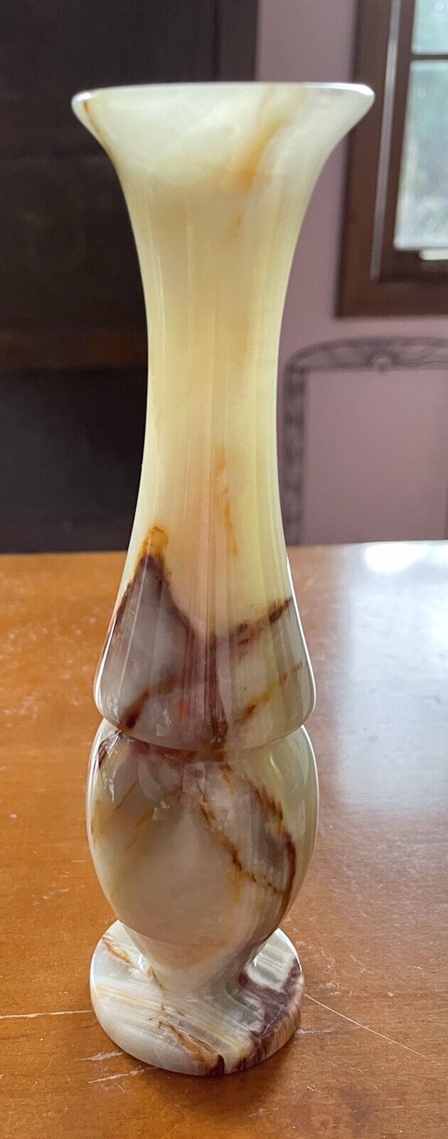 Onyx Bud Vase Cream, Brown Tones Approximately 1.75” x 7”