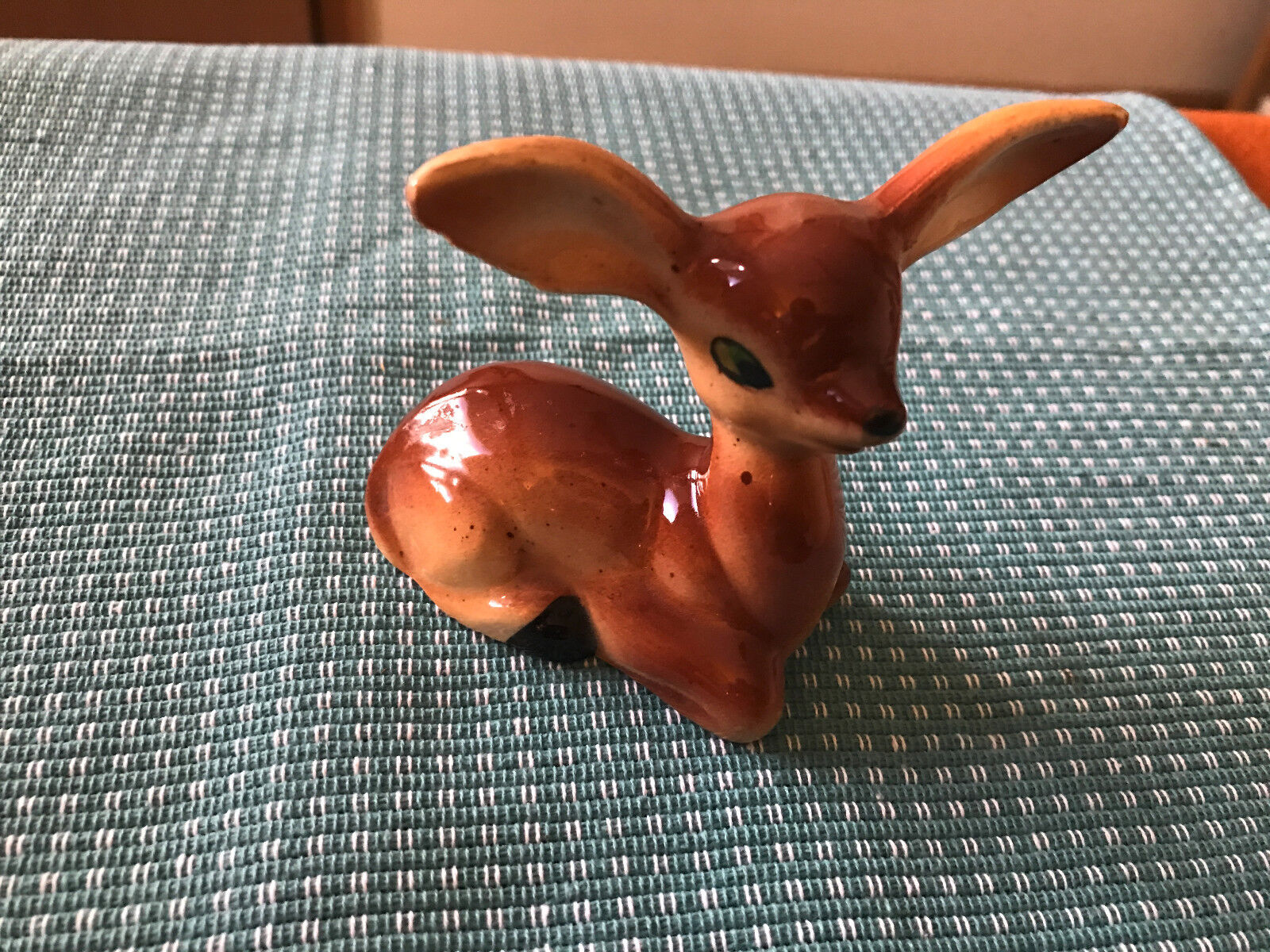 Vintage Chase Ceramic Brown Fawn Deer Figurine Green Eyes Big Ears Japan (NF)