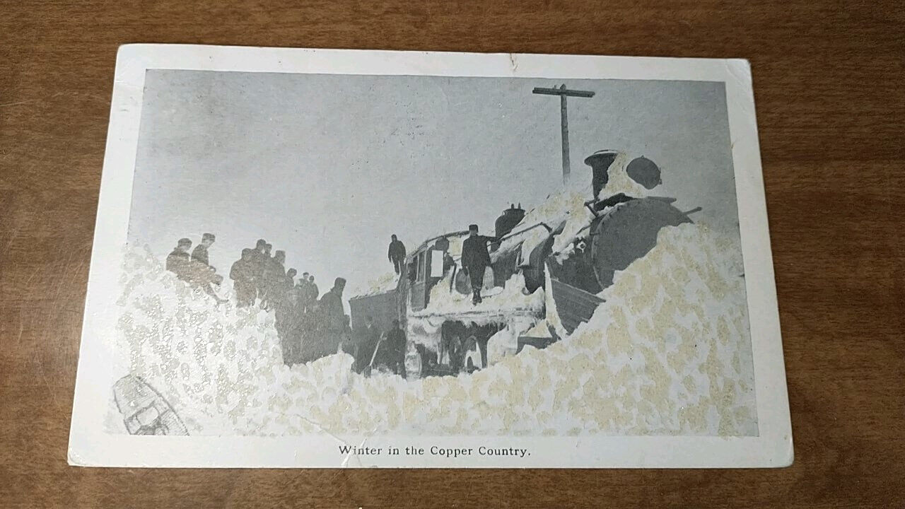 1904 Winter in the Copper Country, MI has Snow Glitter added, Vintage Postcard