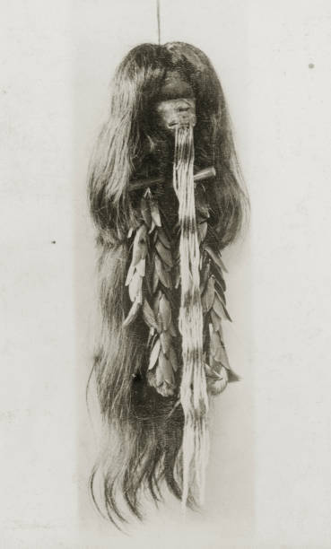 Native mask for death dance Peru 1897 OLD PHOTO