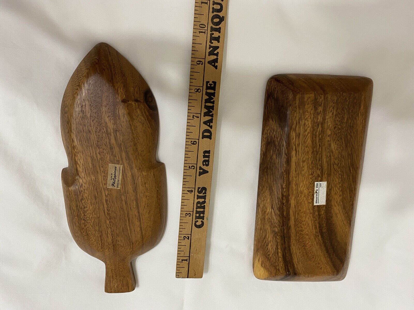 Lot 2 Mid Century MCM Vintage Philippines Monkey Pod Wood Serving Trays Divided