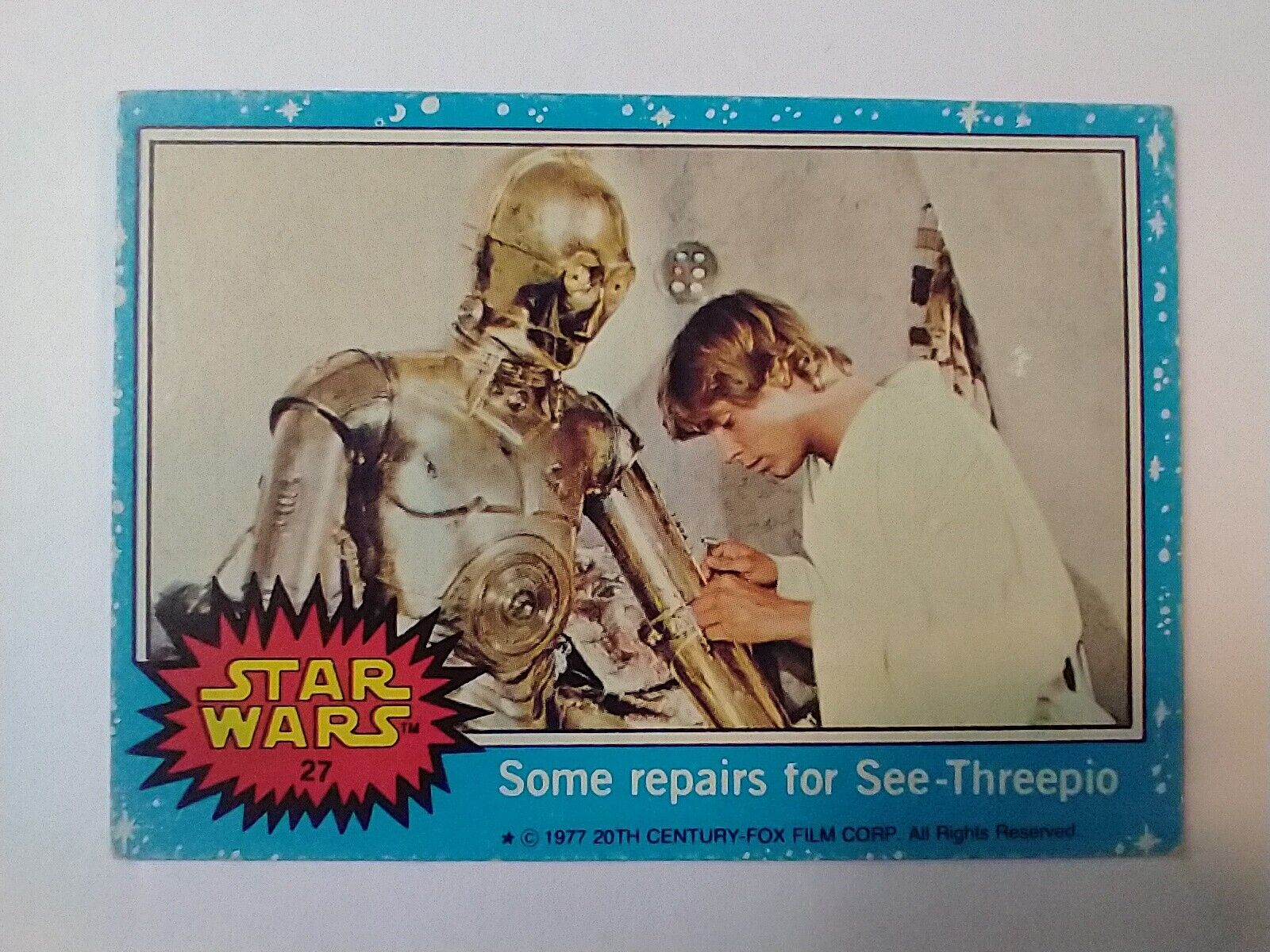 1977 Topps Star Wars Blue Series 1 Card #27 Some Repairs for See Threepio
