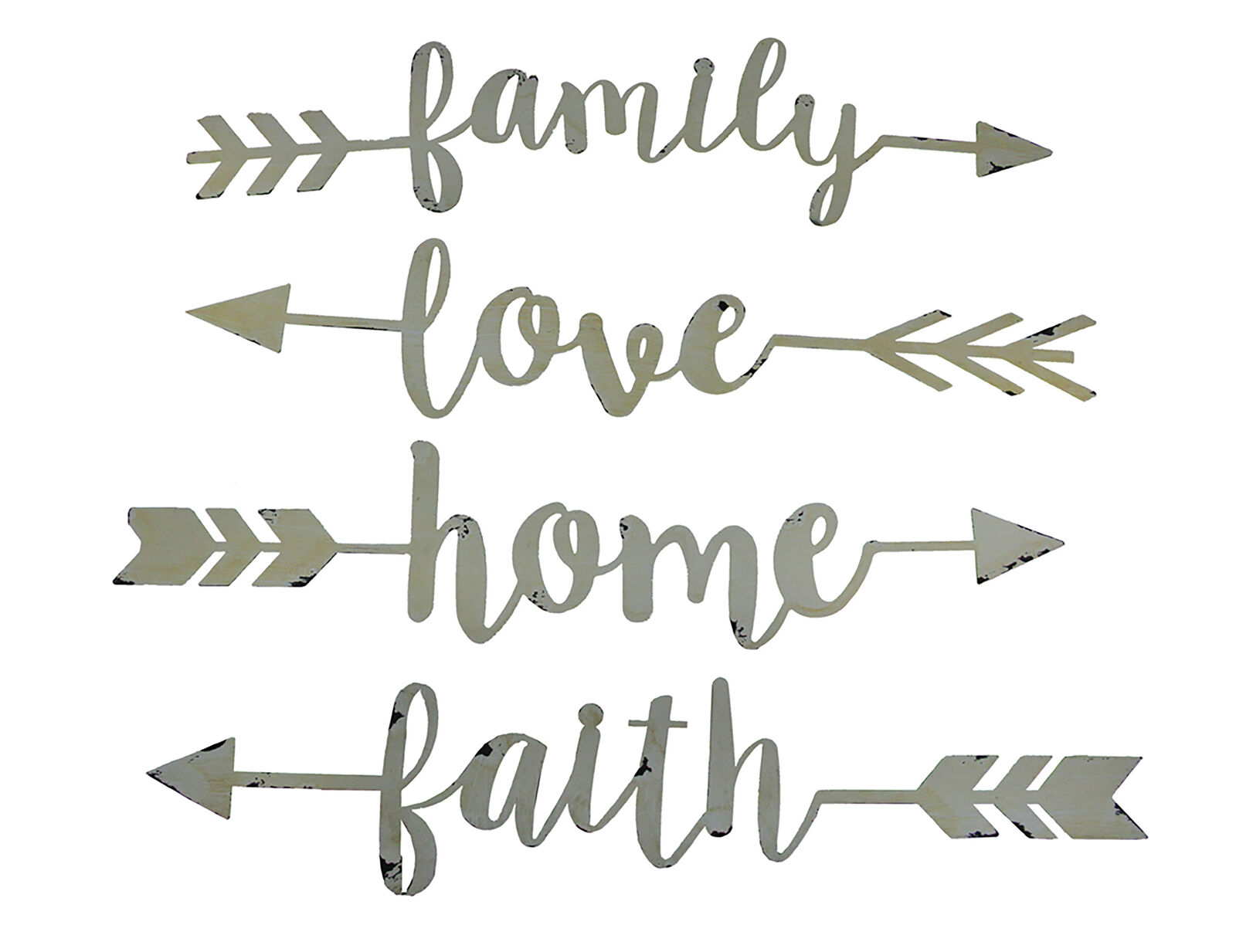 Zeckos Shabby Chic Family Love Home and Faith 4 Piece Wall Arrow Set