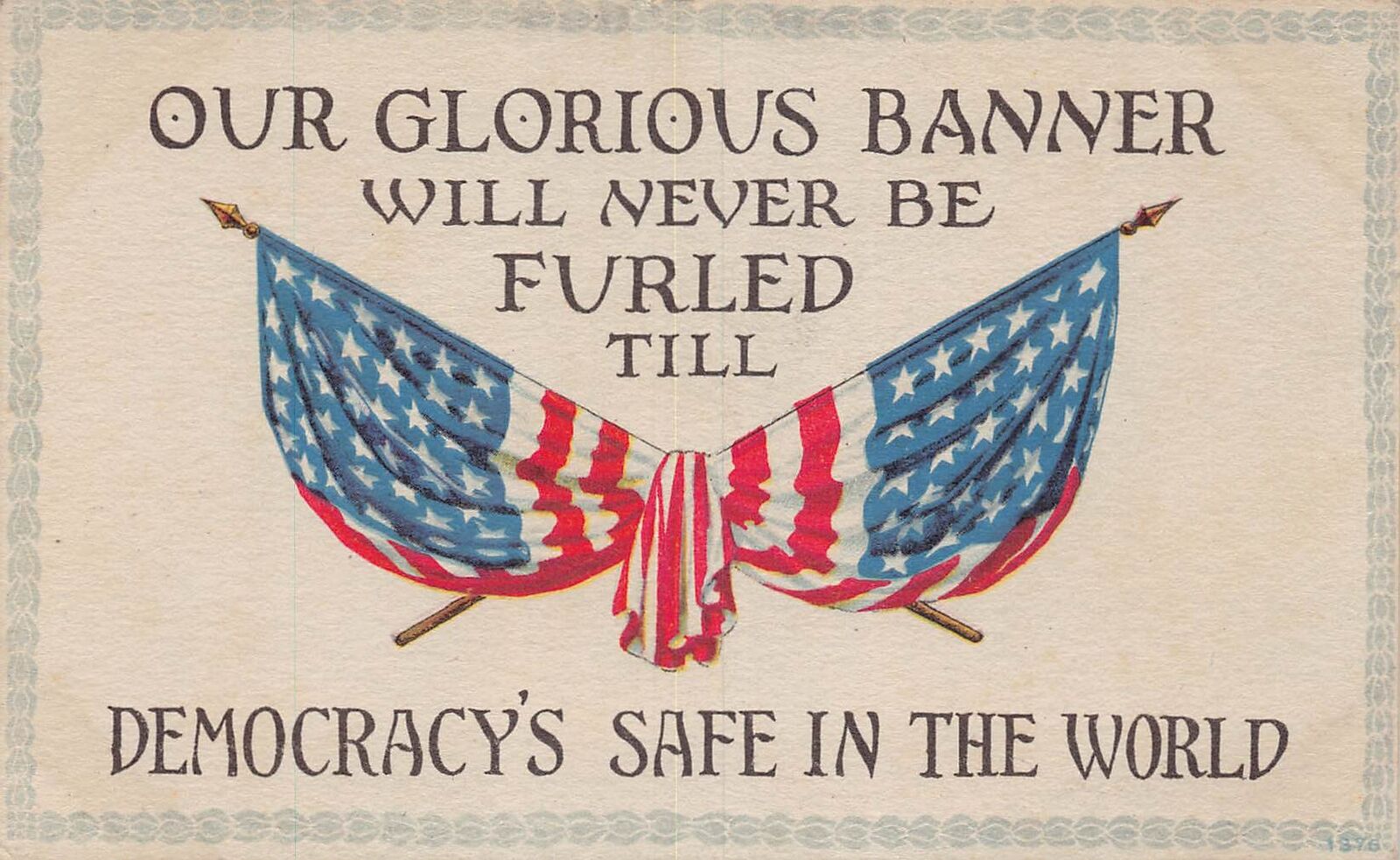 J83/ Patriotic Postcard c1910 American Flags Democracy Safe Freedom 236