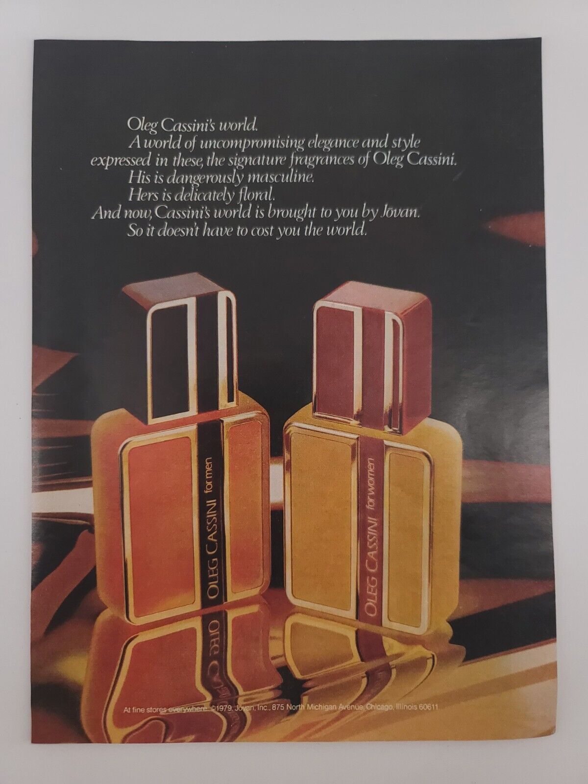 1981 Oleg Cassini\'s World Cologne Perfume - Vintage Magazine Print Ad