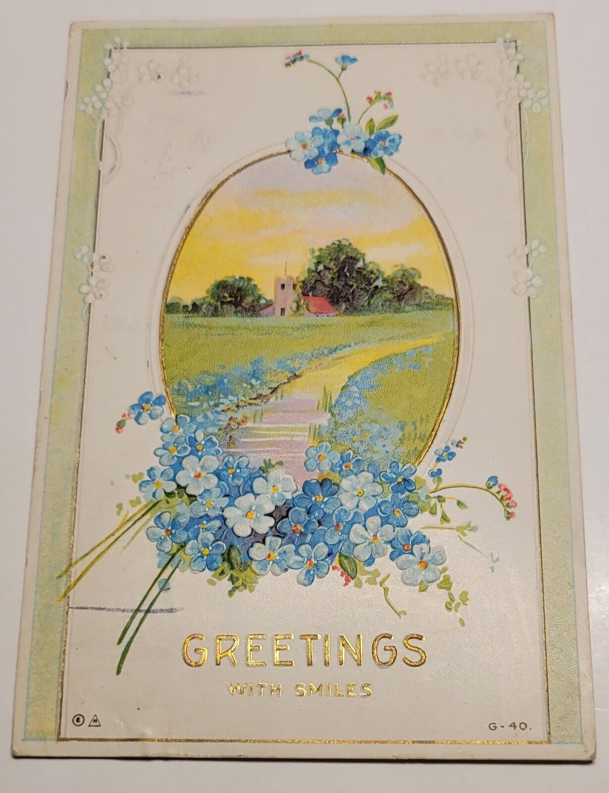 Vintage Post Card ~ Greetings  with Smiles ~ Circa 1913 Stamped