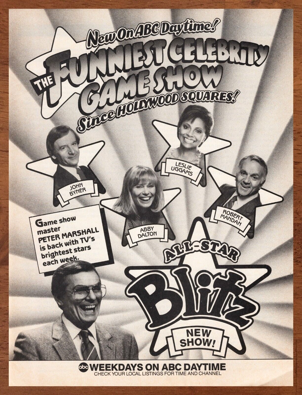 1985 ABC TV All Star Blitz Vintage Print Ad/Poster Retro 80s Peter Marshall 