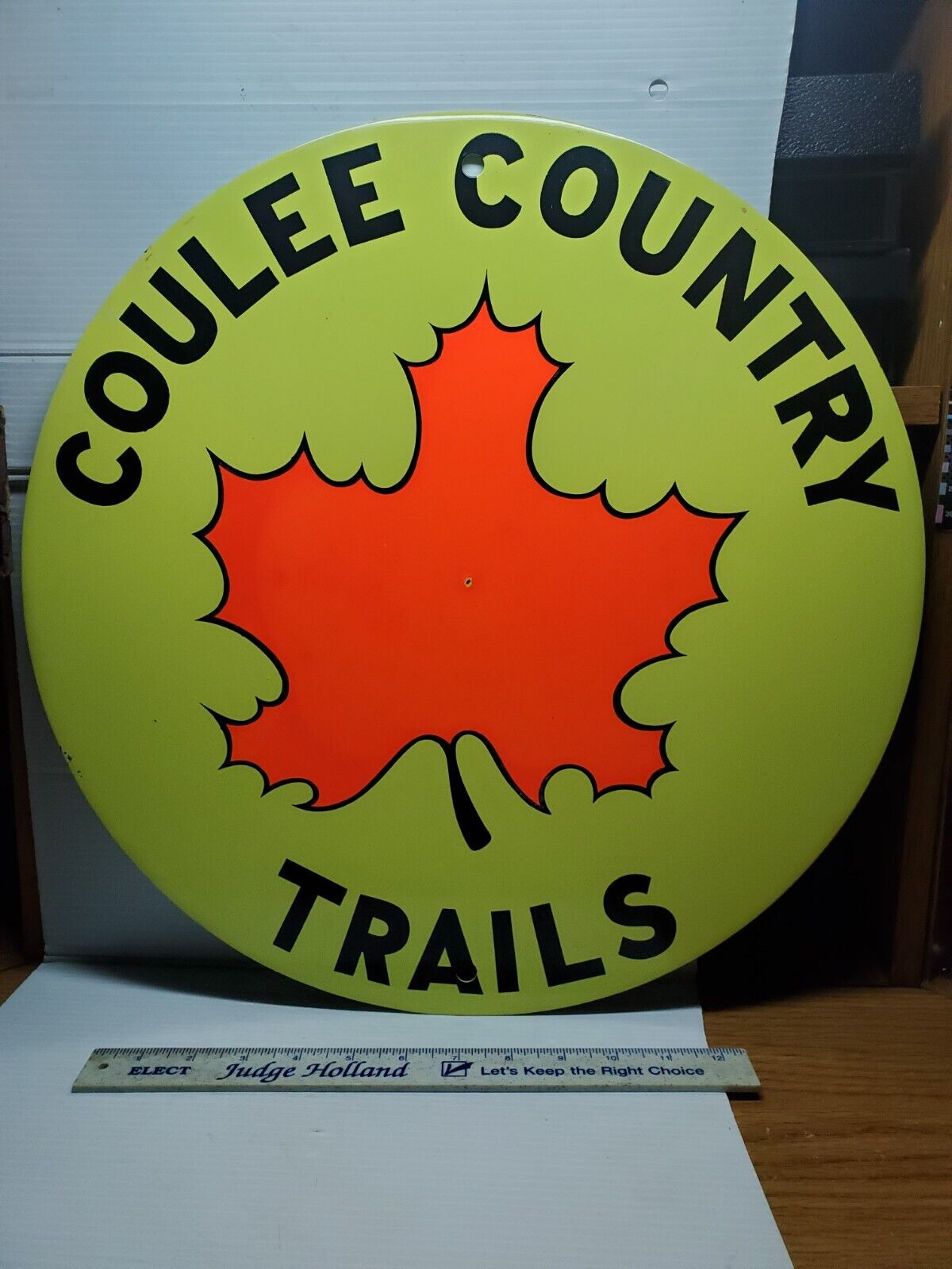 Vintage Coulee Country Trails SSP Porcelain Snowmobile Trail Sign Wisconsin