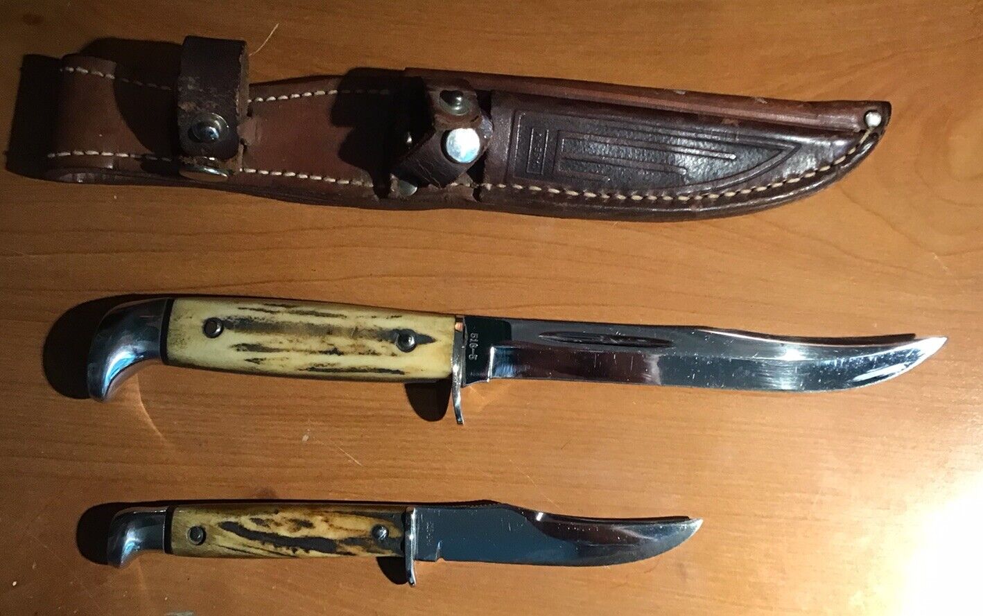 W.R. CASE PIGGYBACK STAG  KNIVES  WITH  SHEATH
