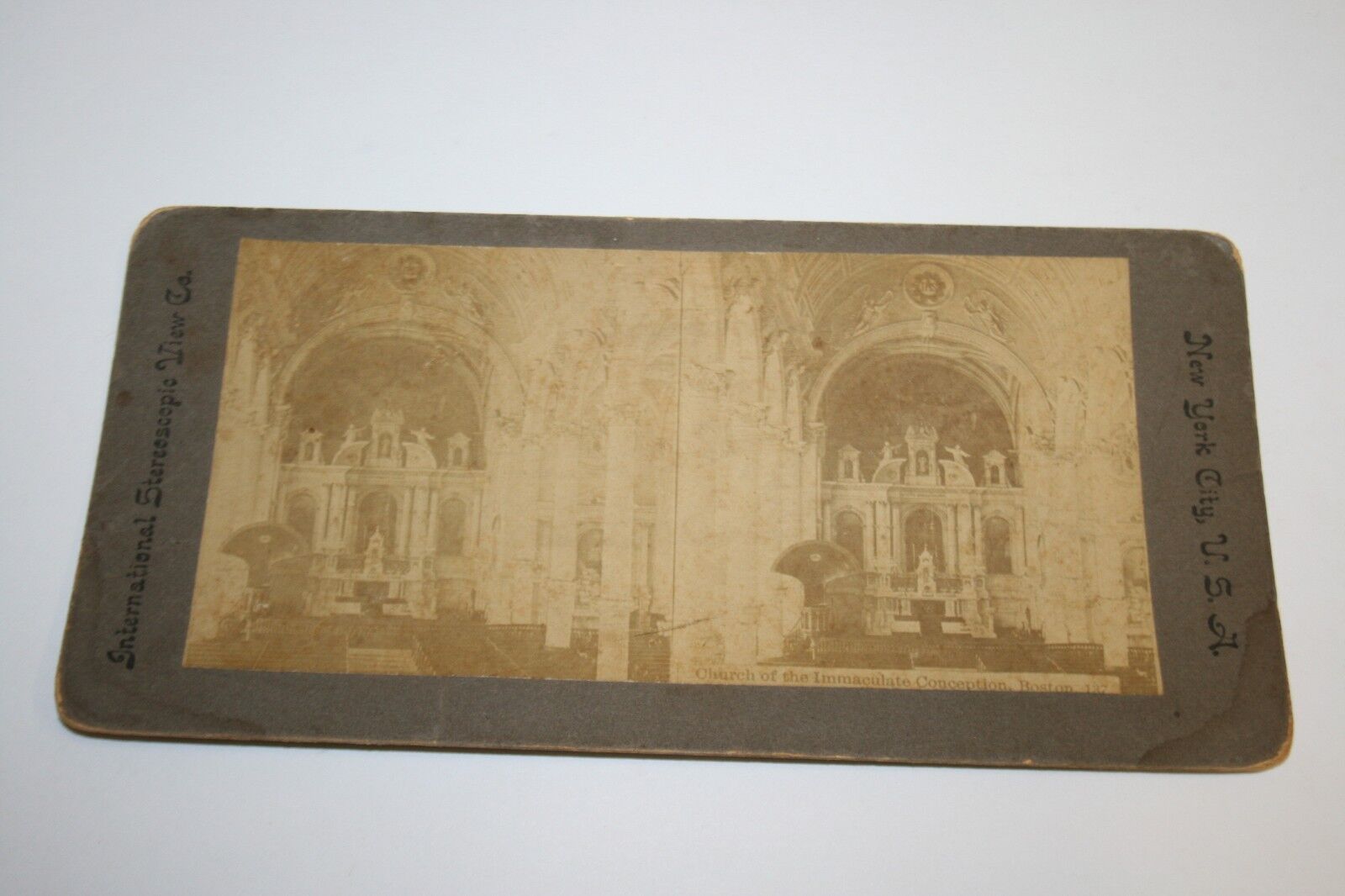 Vintage 1880s Boston MA Church of the Immaculate Conception Photo Stereoview