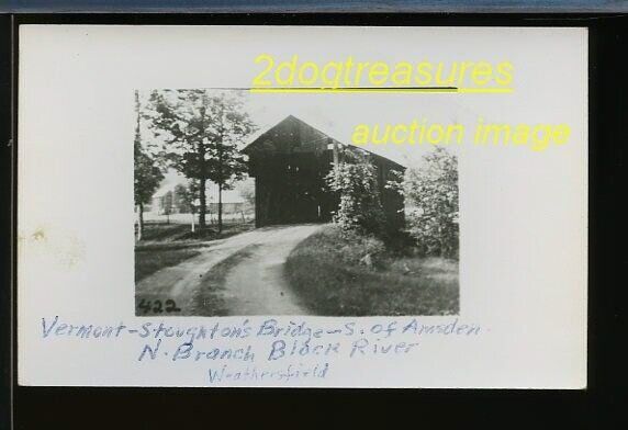 RPPc Weathersfield Vt Stoughton Covered Bridge Old Real Windsor County Vermont