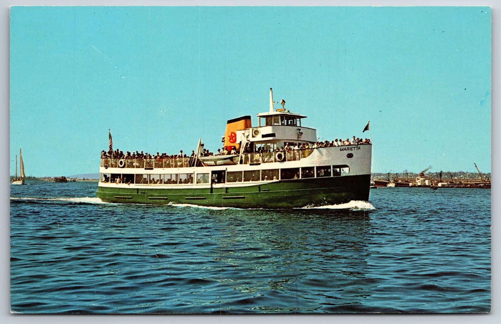 San Diego California~Harbor Excursion Boat Marietta~1950s Postcard