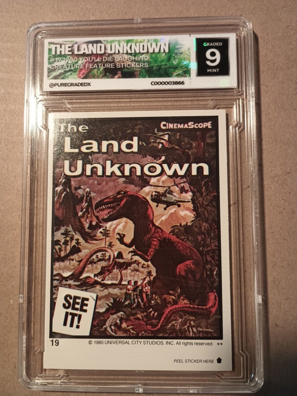 THE LAND UNKNOWN 1980 TOPPS FEATURE MONSTER STICKERS #20 PXG 9 CUSTOM LABEL