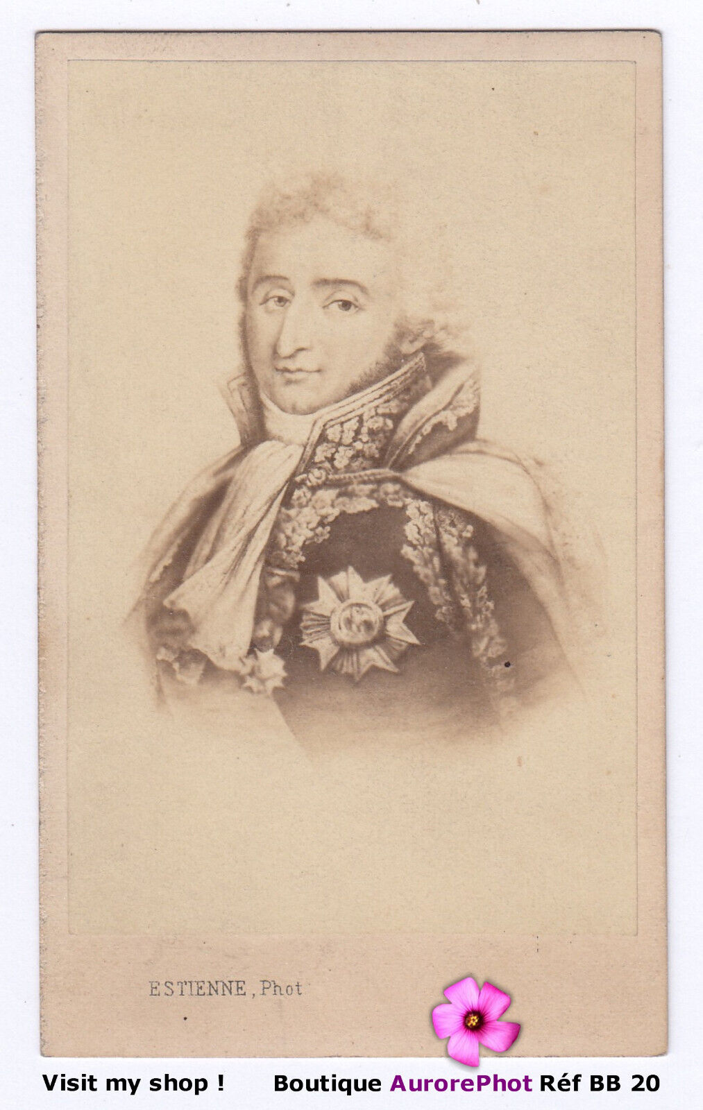 STONE AUGEREAU, MILITARY GENERAL, MARSHAL OF THE EMPIRE, DUC, CDV -BB20