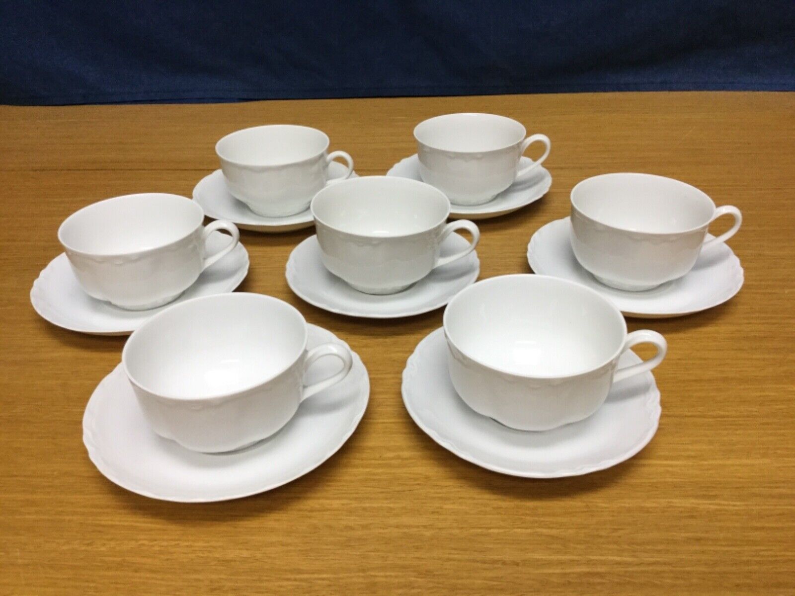 Vintage Hutschenreuther Bavarian All White (7 Sets) Misc. Cups & Saucers
