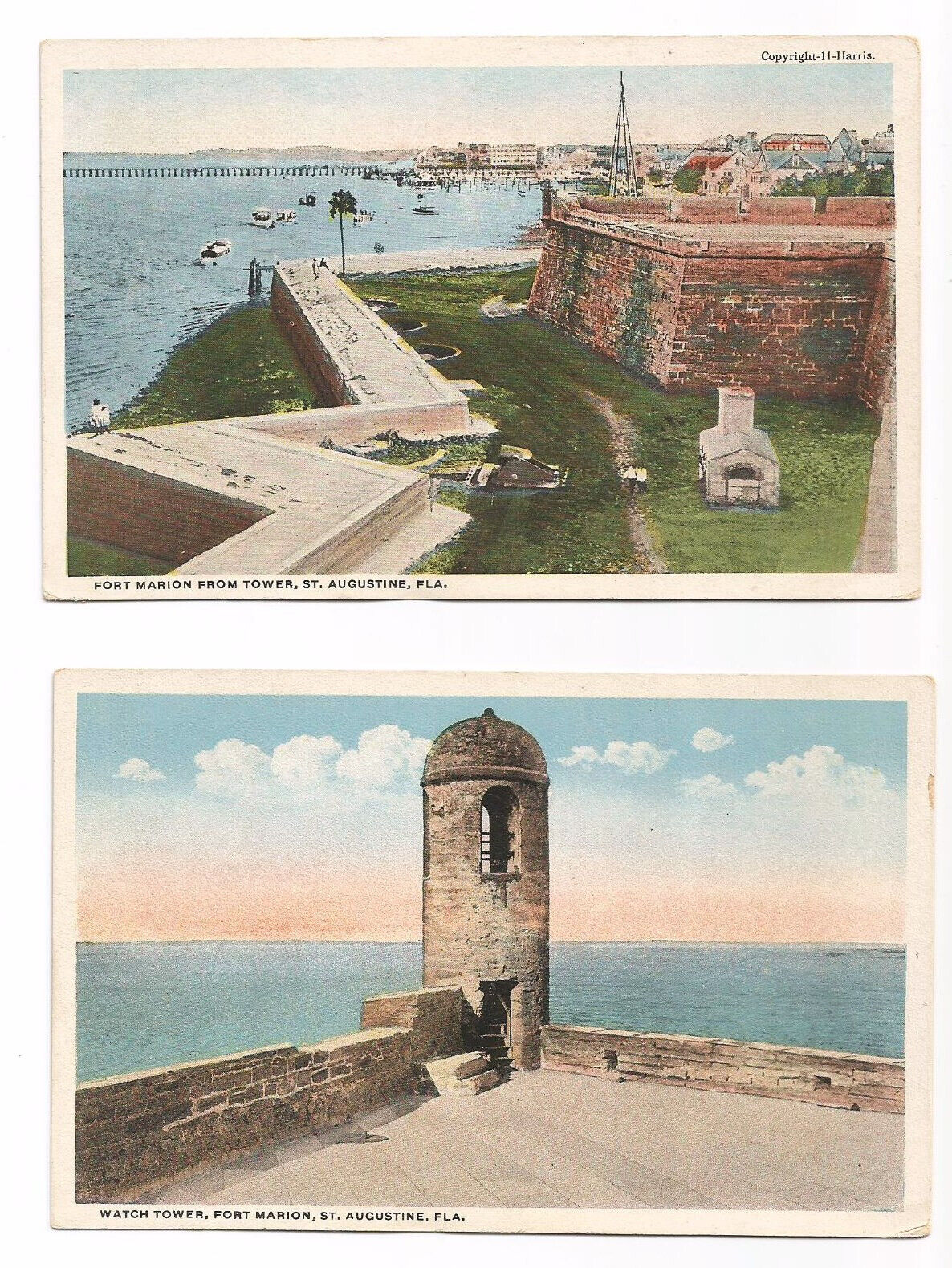 St Augustine Florida FL Postcards Fort Marion c1920s