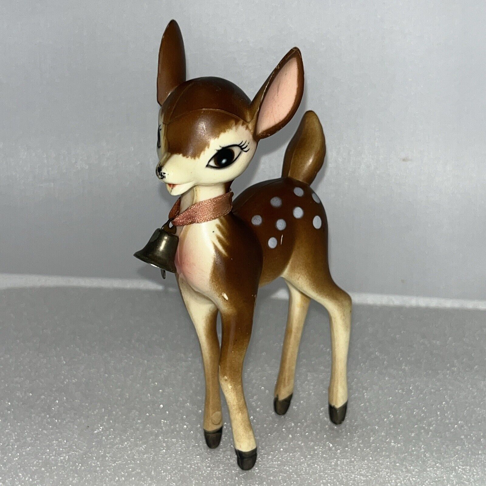Deer/Reindeer Vintage 1950’s Christmas HK Celluloid/Plastic Figurine With Bell