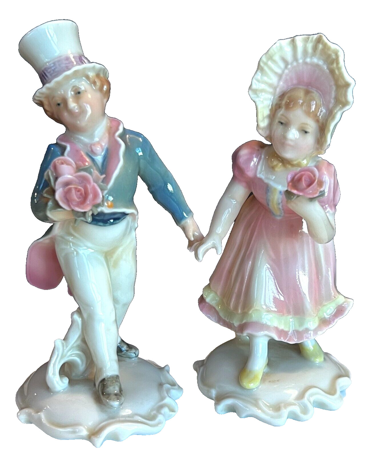 Karl Ens Figurine Couple Pair Volkstedt Germany Antique Porcelain