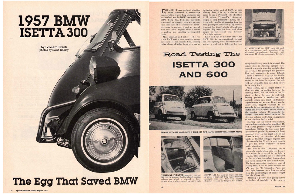 1957 & 1958 BMW ISETTA 300 Magazine Articles (2 in Total)