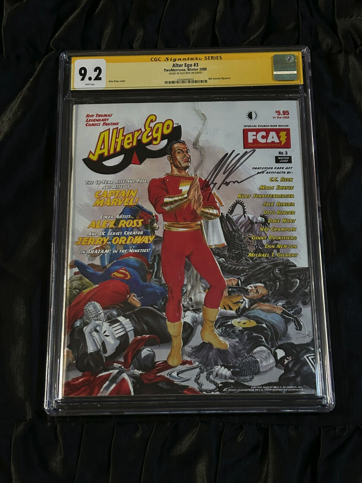 TwoMorrows 2000 Alter Ego #3 CGC 9.2 NM- with White Pages Alex Ross SIGNED Cover