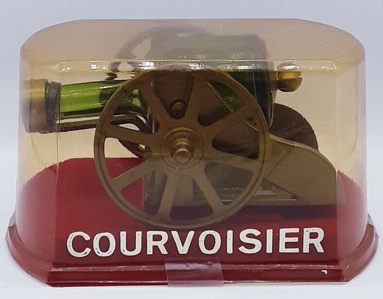 Vintage Courvoisier Cognac Cannon Cradle & Bottle in Plastic Case Display EMPTY 