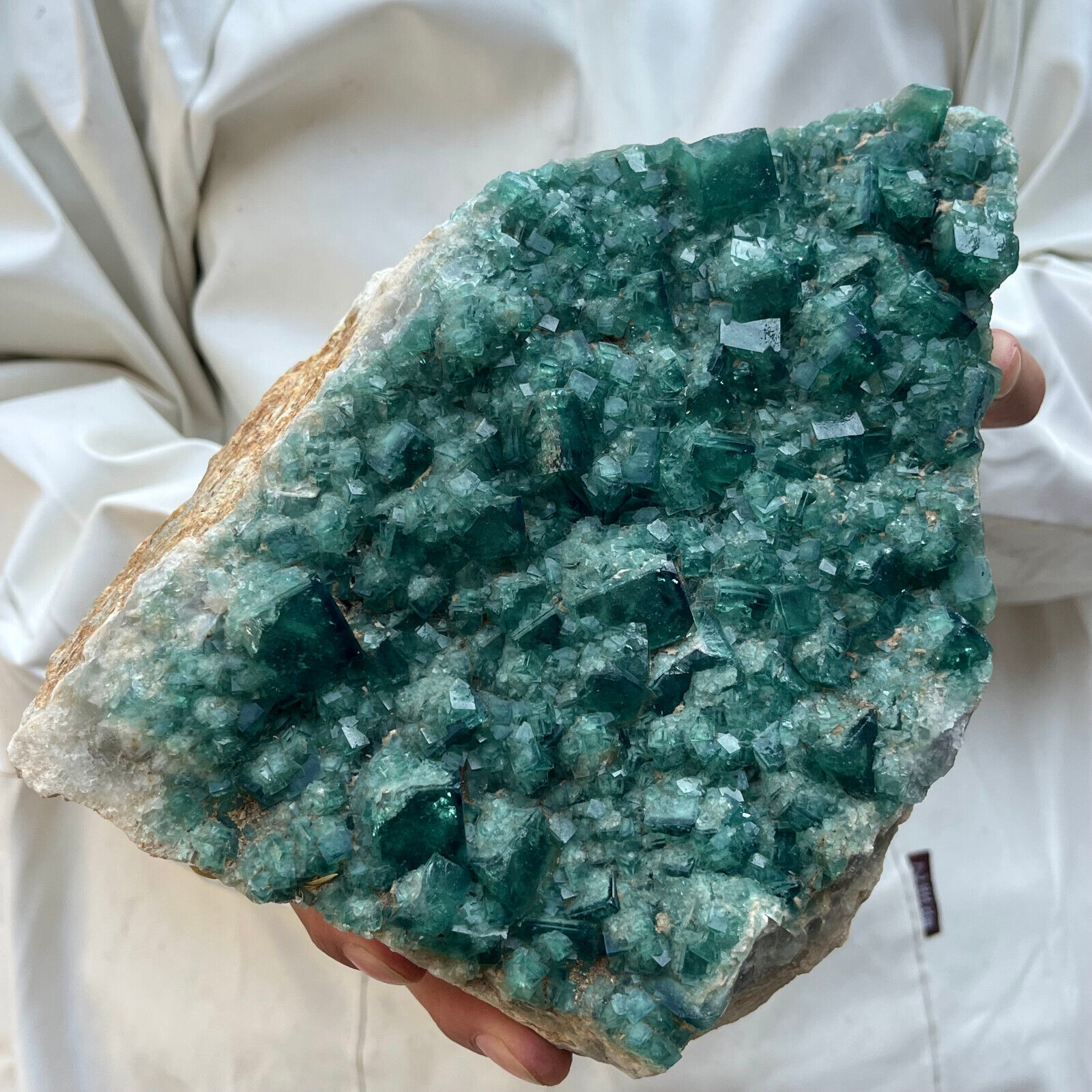 5.5lb Large NATURAL Green Cube FLUORITE Quartz Crystal Cluster Mineral Specimen