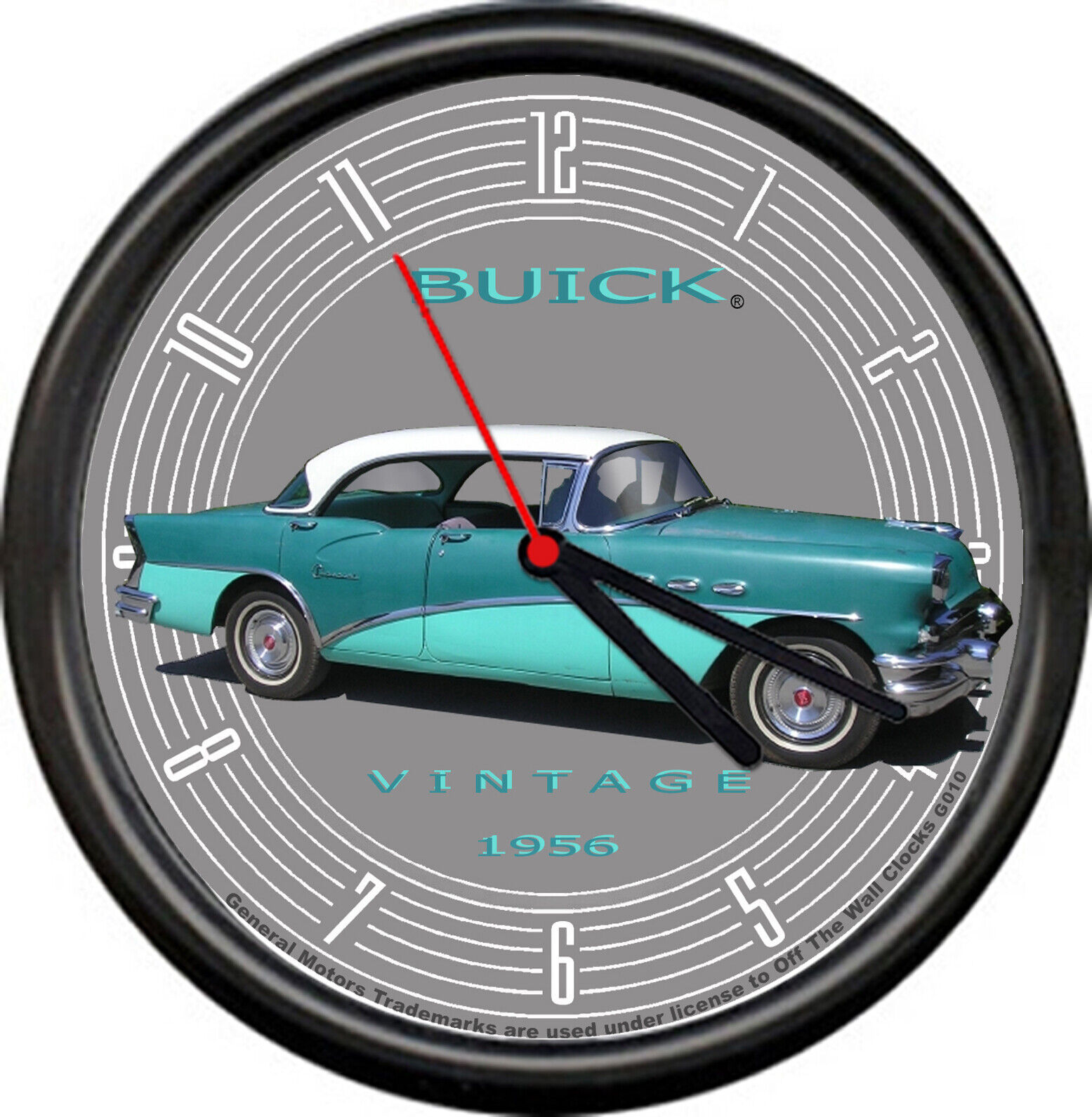 Licensed 1956 Buick 4 Door Sedan Vintage Blue General Motors Sign Wall Clock