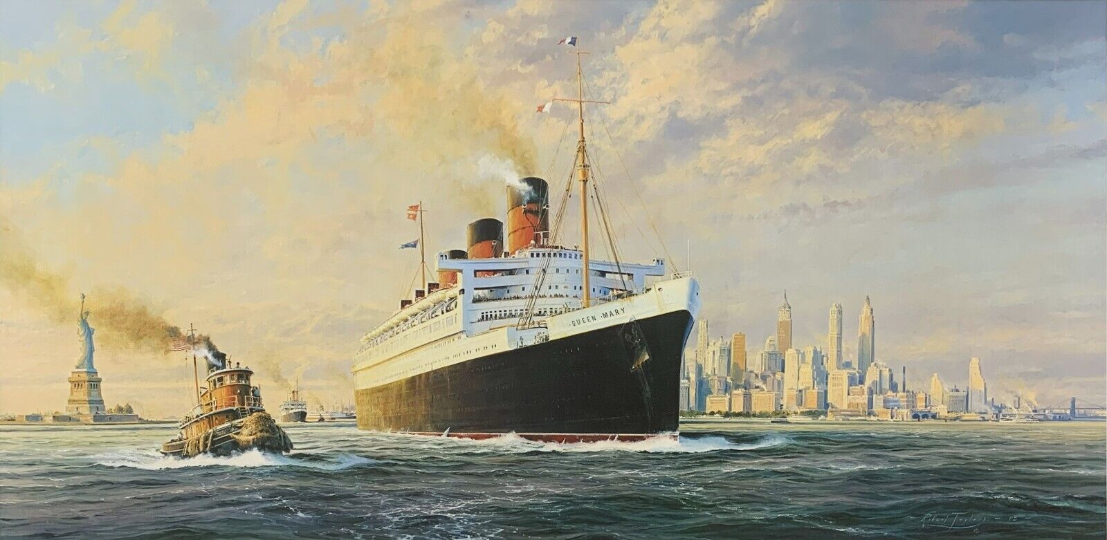 Farewell America by Robert Taylor, maritime art print of the Queen Mary