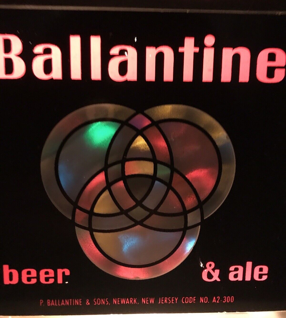 1960's “COLOR MOTION SIGN”BALLANTINE beer & ale  LIGHTED “KALEIDOSCOPE” AWESOME