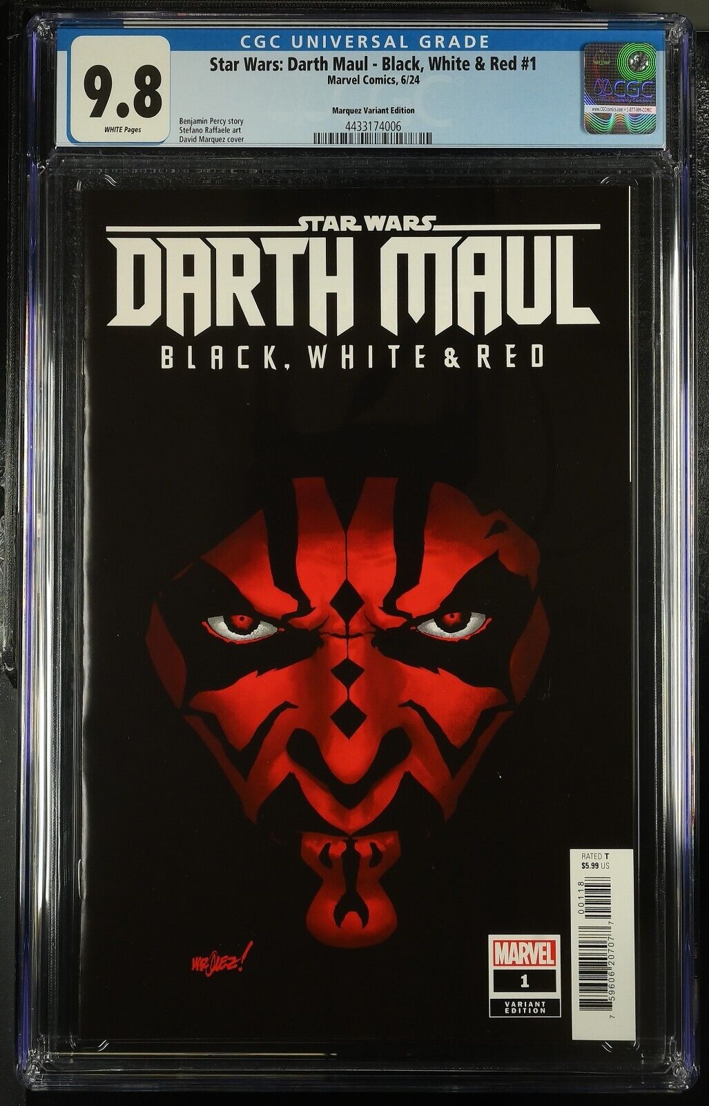 Star Wars Darth Maul #1 Black White Red David Marquez 1:25 CGC 9.8 Marvel 