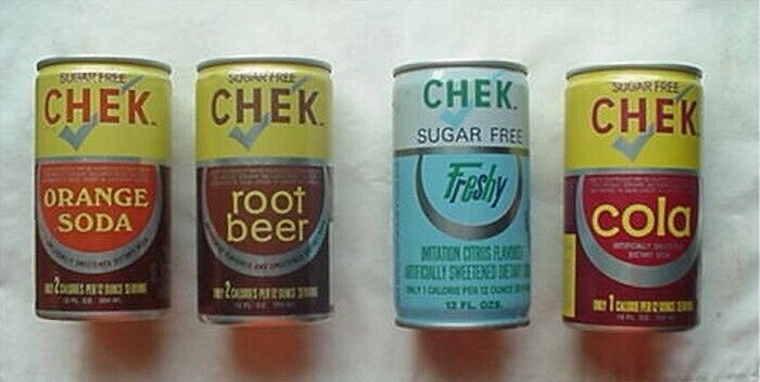 1970s-80s CHEK SODA CANS (4) - TAB-TOP (WINN-DIXIE SUPERMARKETS