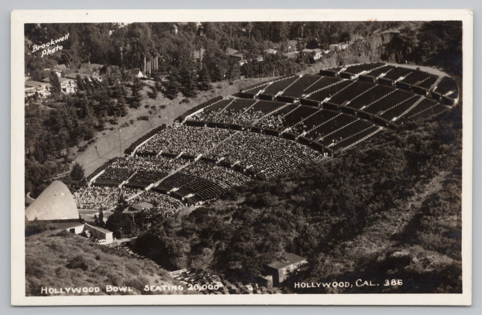 RPPC Hollywood Bowl Amphitheater in Los Angeles California c1940 Photo Postcard