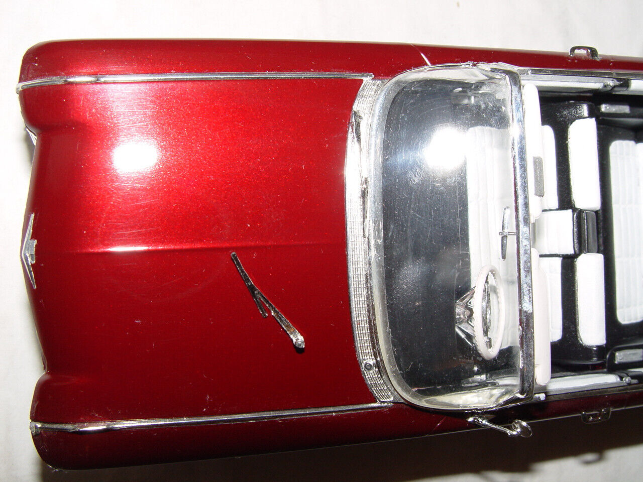 1959 Cadillac Convert, Built plastic kit, Details, Deep Wine Car, Black & Wht. I