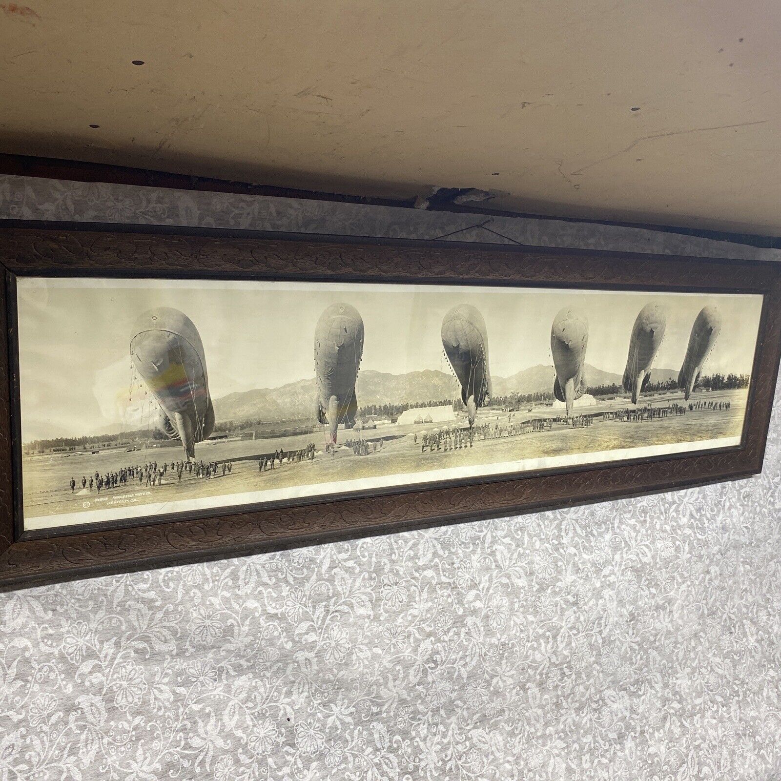 Six Dirigibles at Ross Field, U.S. Army Balloon School Rare Army #8660 Era Frame