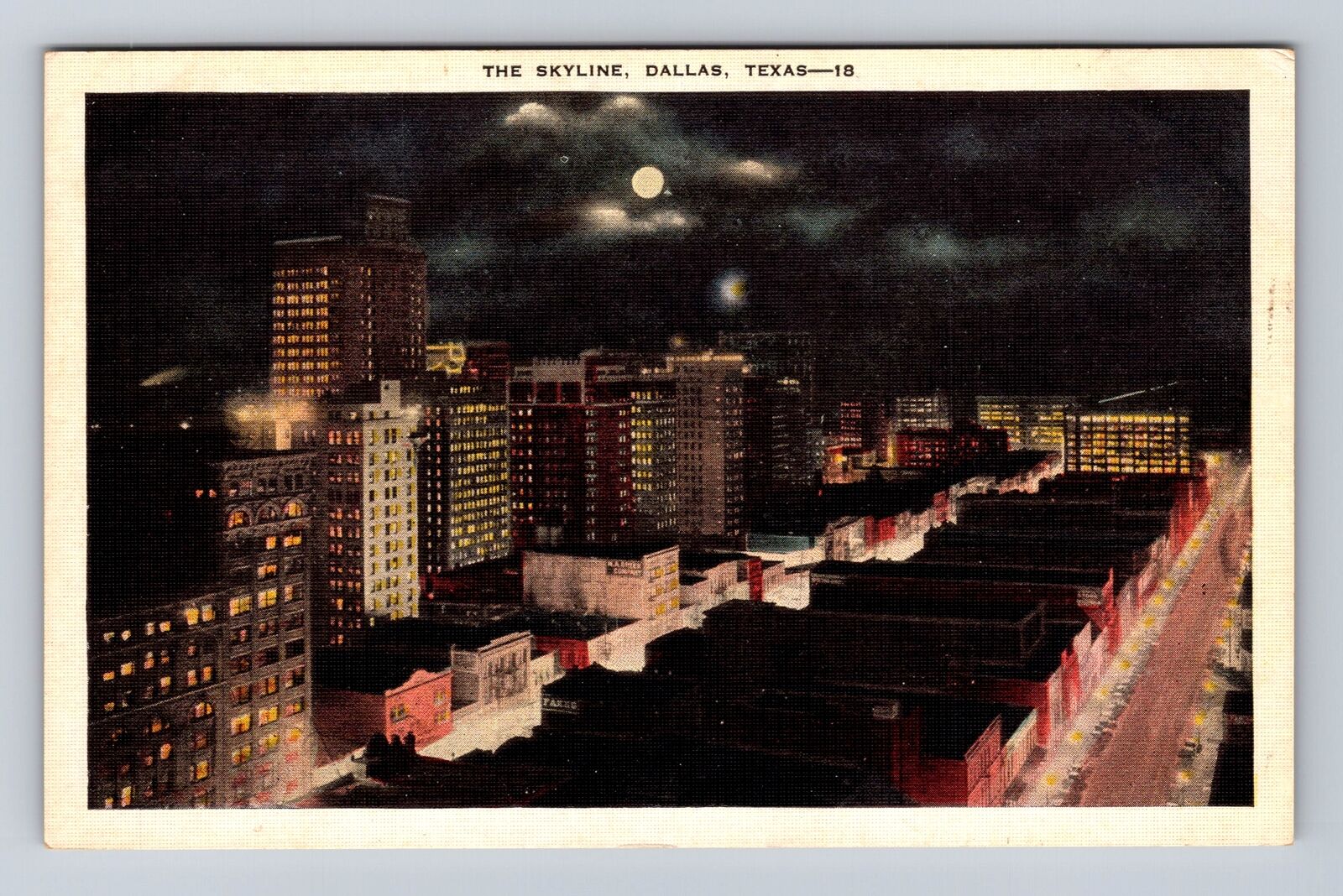 Dallas TX-Texas, The Skyline, Antique, Vintage Souvenir Postcard