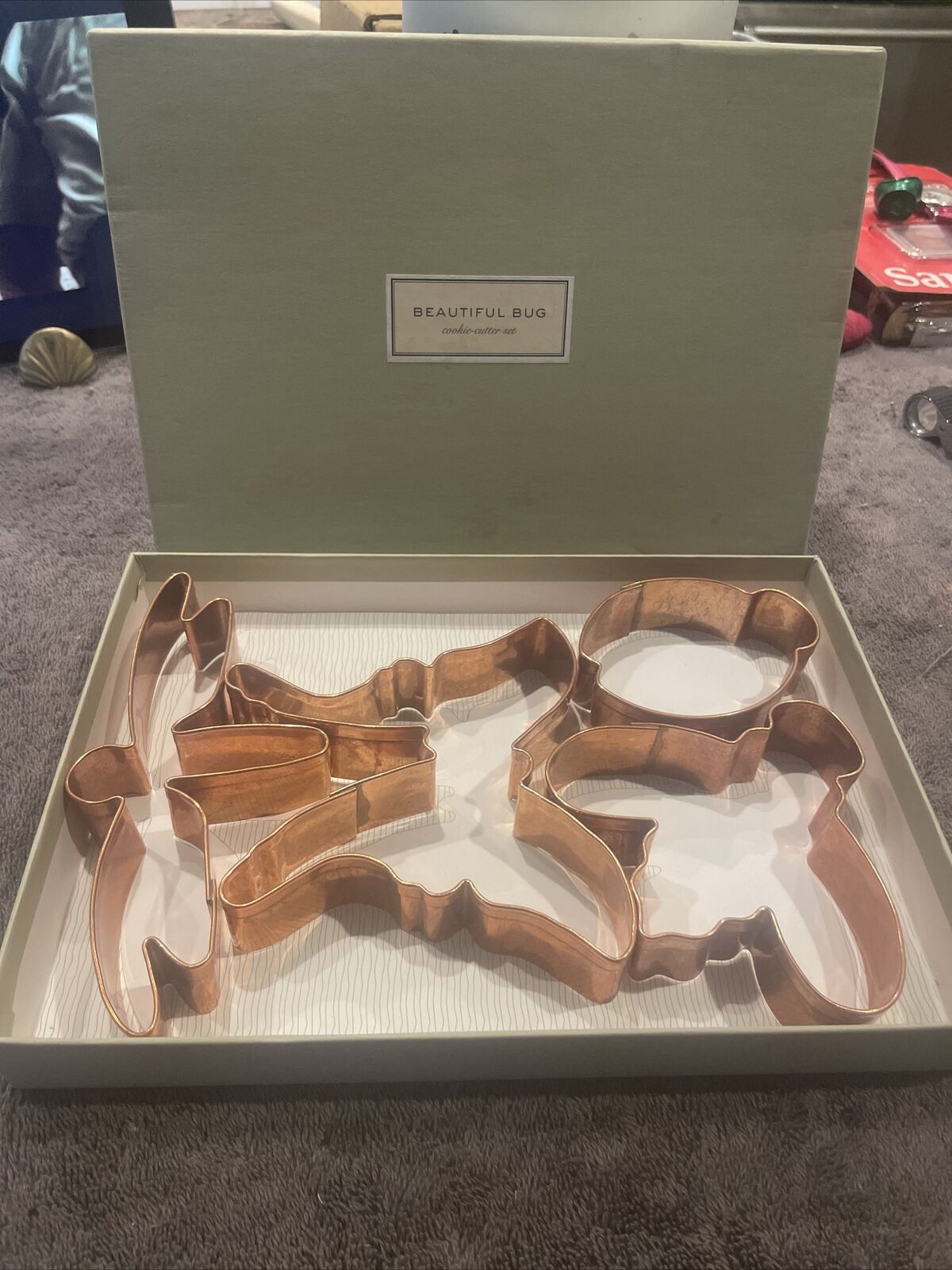 Vintage Martha By Mail Beautiful Bugs Copper Cookie Cutter Set Complete