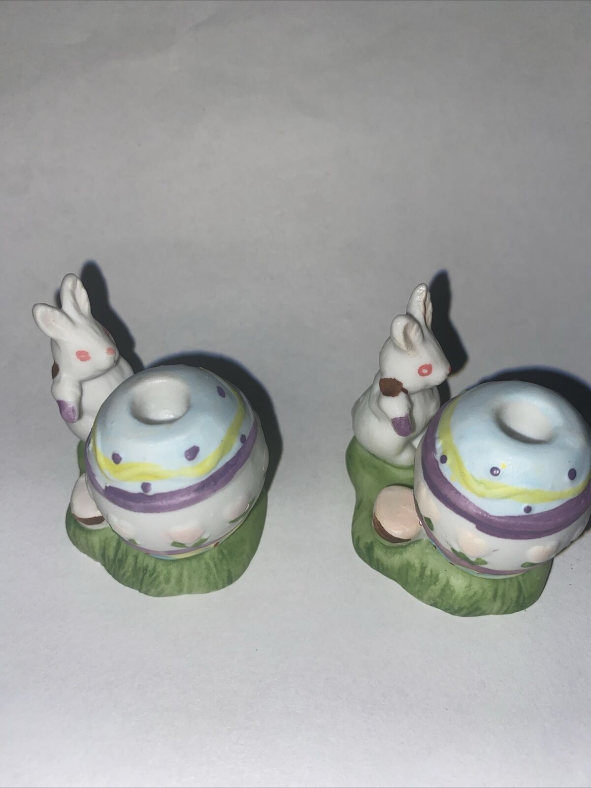 Set of 2 Mini Easter Candle Holders Bunny Rabbit Easter Egg Decorative 1 1/2\