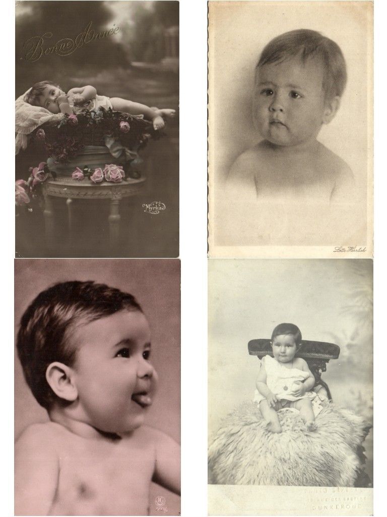 GLAMOUR BABY INFANTS 112 Vintage Real Photo Postcards (L3424)