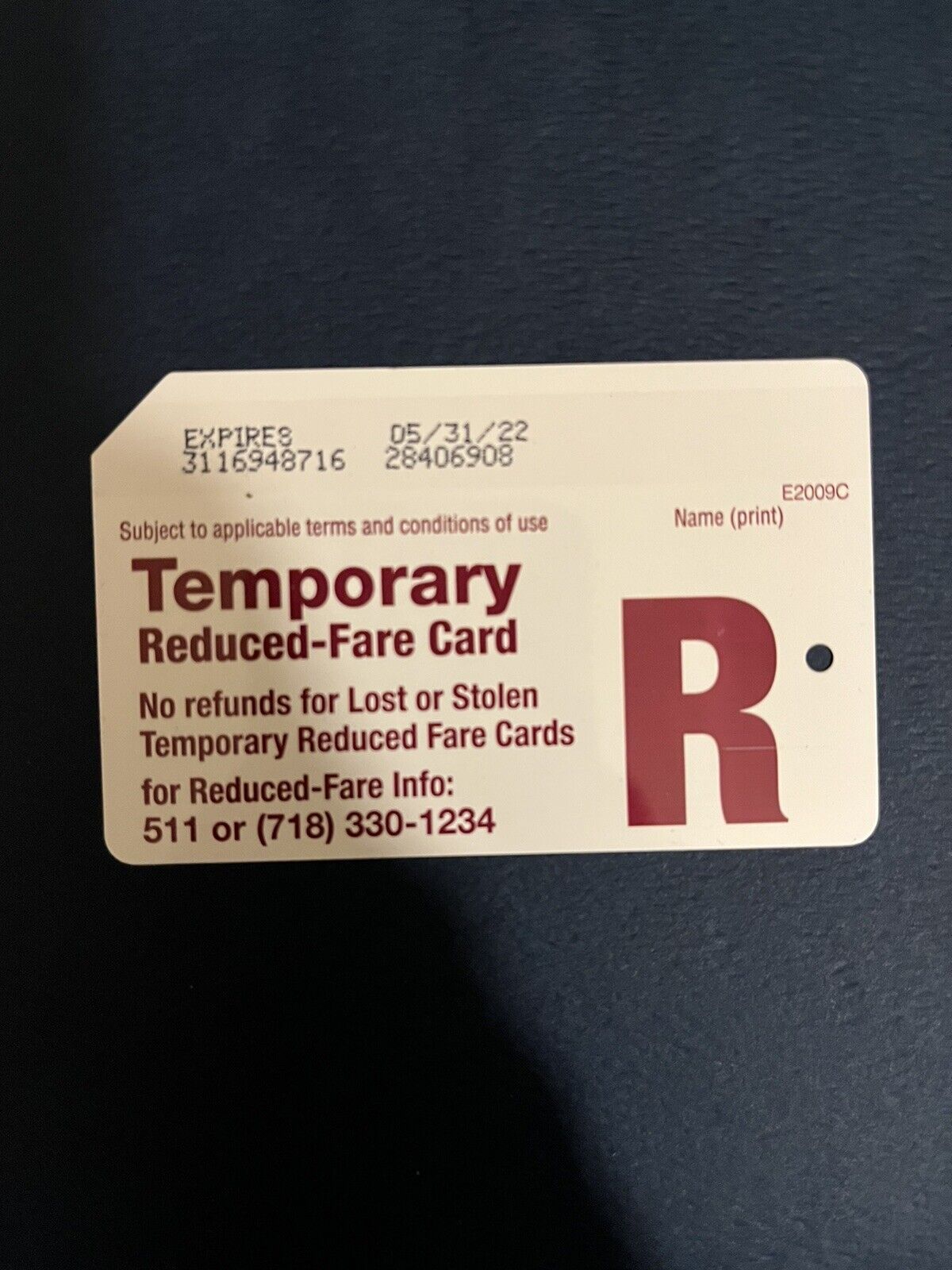 NYC MTA MetroCard - Temporary Reduced Fare