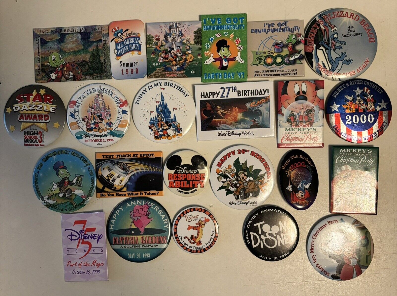 Large Lot Of Disney World Pinbacks.  23 non-matching Pins plus an additional 14