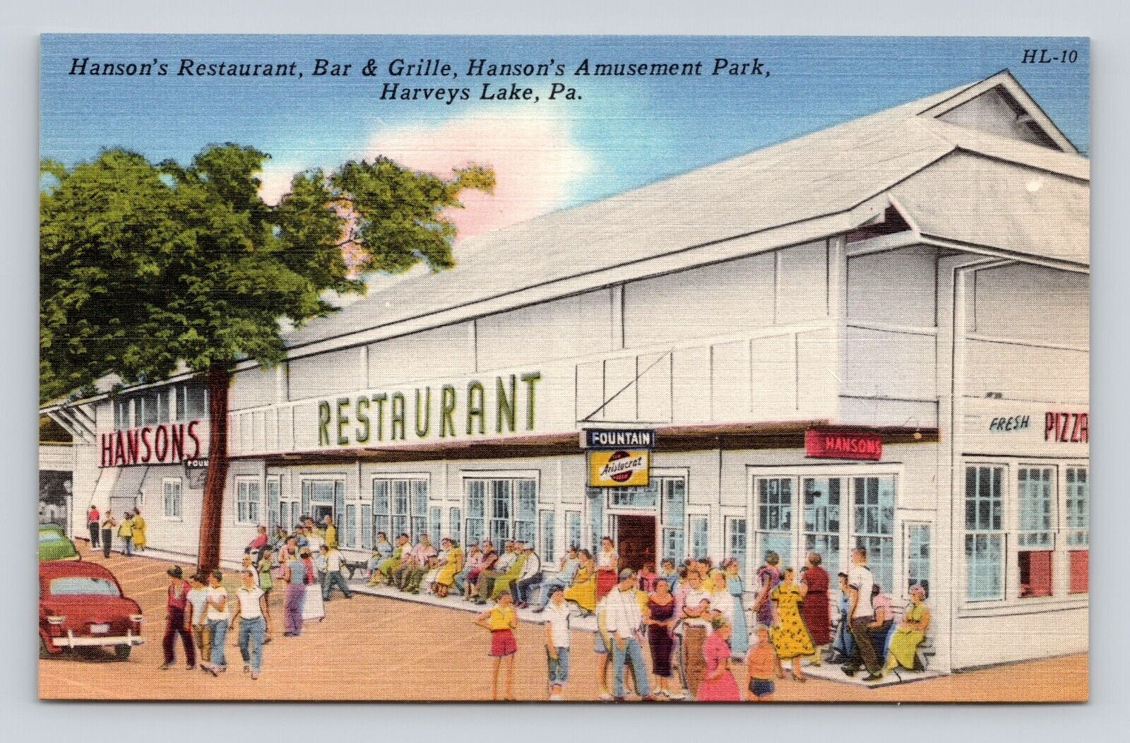 Old Postcard Hanson\'s Restaurant Bar Grille Harvey\'s Lake PA Advertising Signs