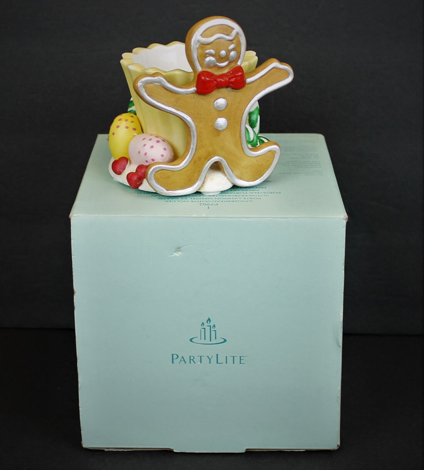 PartyLite Gingerbread Votive Candle Holder P7902 Tea Light With Original Box