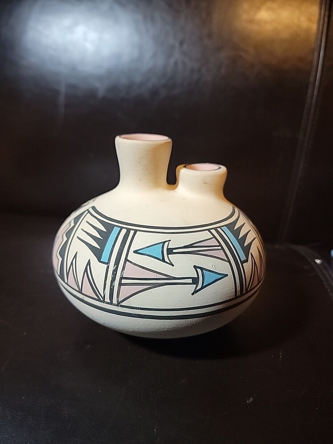 Southwest Vintage Desert Pueblo Pottery Bowl Vase Arrous SIGNED