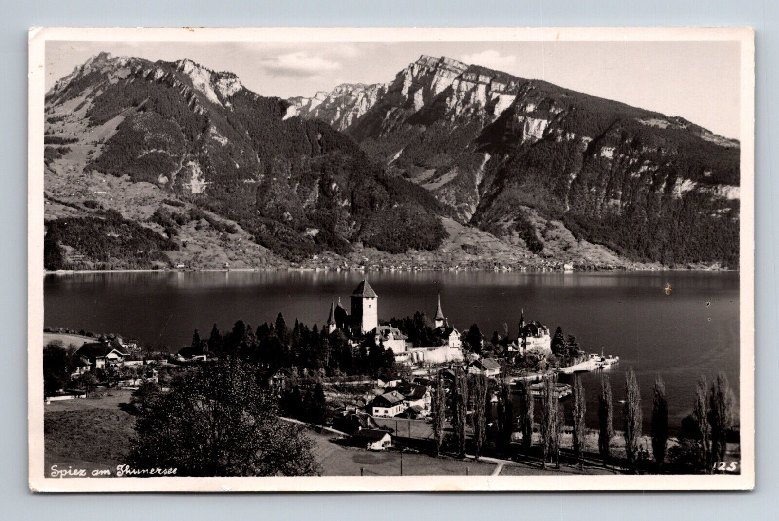 RPPC Spiez on Lake Thun Alpine Lake Thunersee Switzerland Postcard